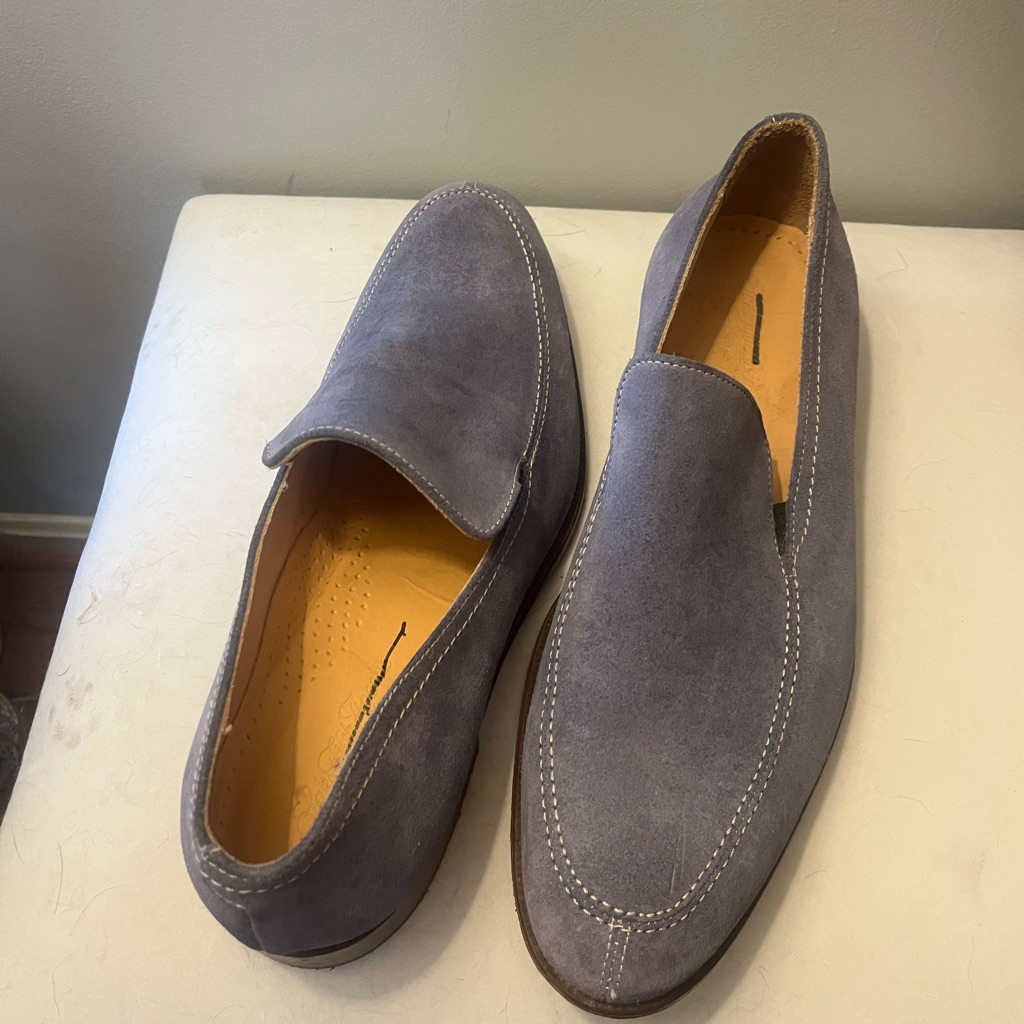 Men's Light Purple/ Grayish Suede Italian Handmade Loafers